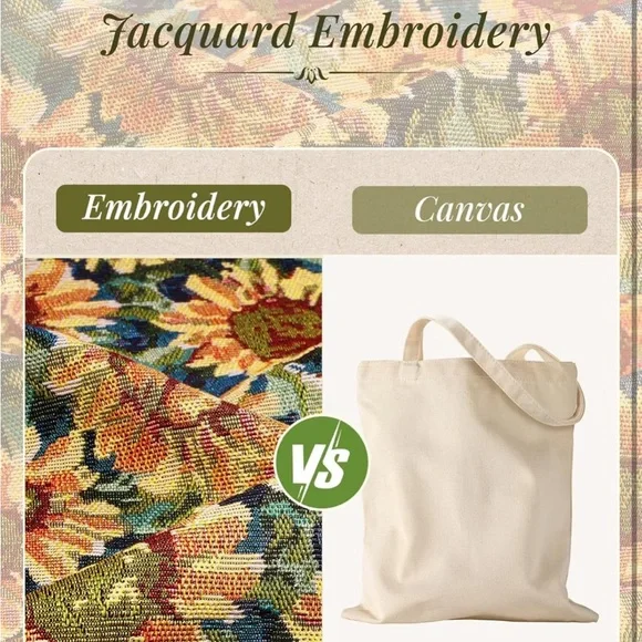 Sunflower Embroidered Tote Bag - Picture 4 of 7